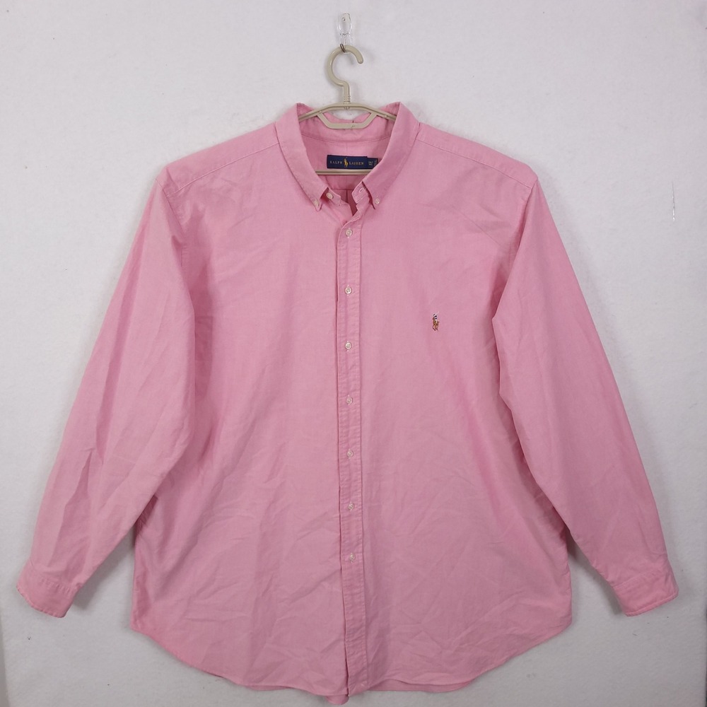 Ralph Lauren Button Down Shirt Mens 3XLT Pink Oxford Long Sleeve Pony Logo